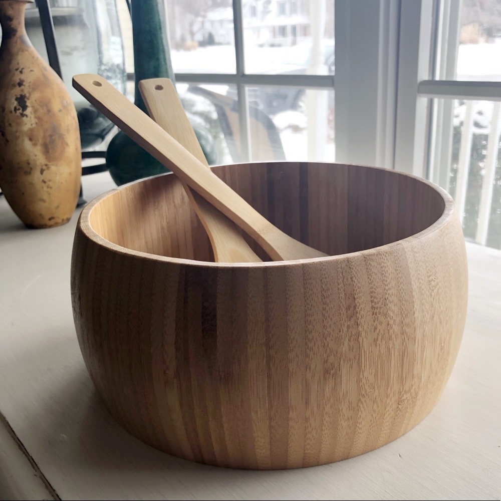 Bamboo 3-piece Salad Bowl Set NWT - Picture 2 of 5